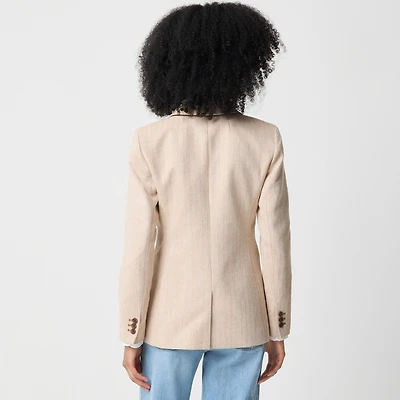 Cotton herringbone one-button blazer