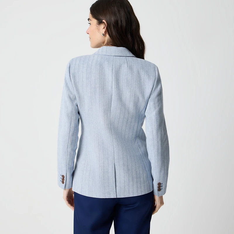 Cotton herringbone one-button blazer