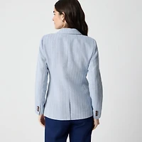 Cotton herringbone one-button blazer