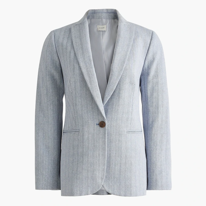 Cotton herringbone one-button blazer