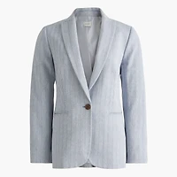 Cotton herringbone one-button blazer