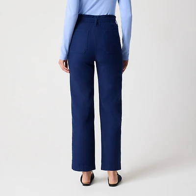 Twill paper-bag full-length pant