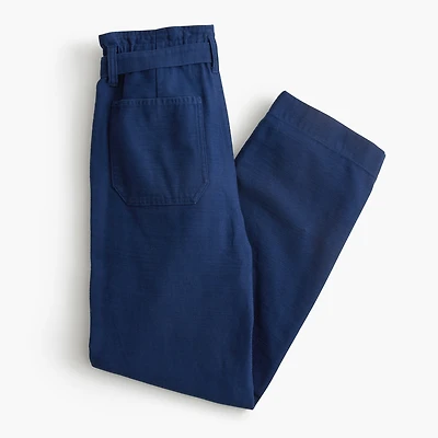 Twill paper-bag full-length pant