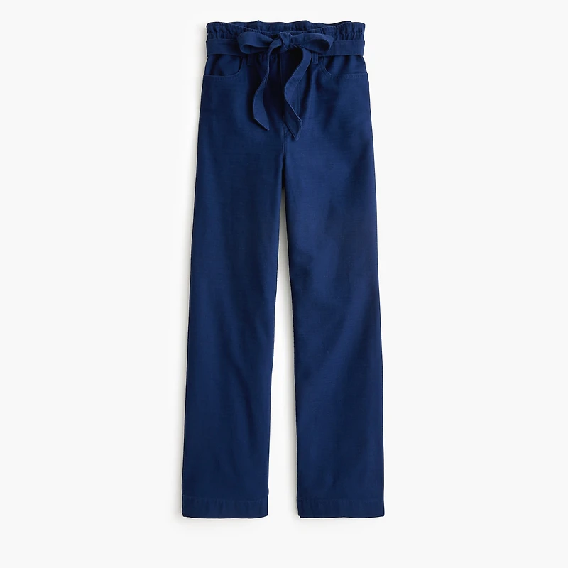 Twill paper-bag full-length pant