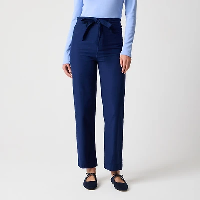 Twill paper-bag full-length pant