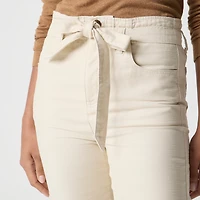 Twill paper-bag full-length pant