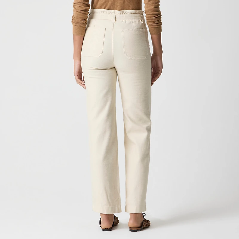 Twill paper-bag full-length pant