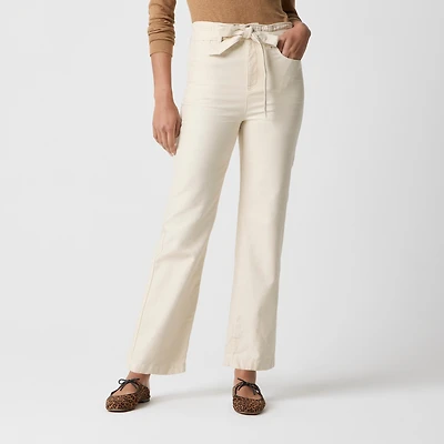 Twill paper-bag full-length pant