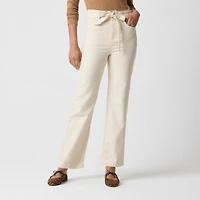 Twill paper-bag full-length pant