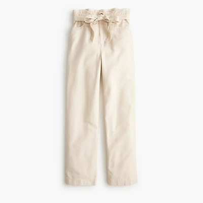 Twill paper-bag full-length pant