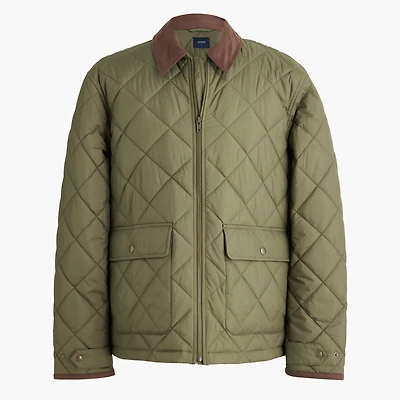 Corduroy-collar quilted jacket