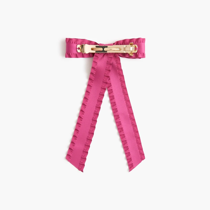 Ruffle ribbon bow barette