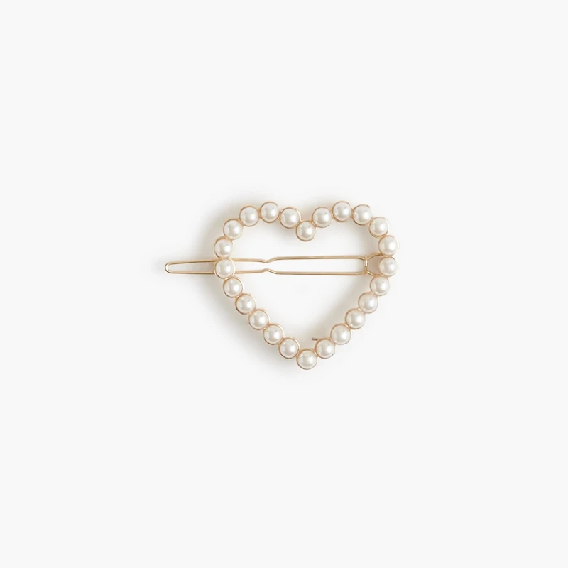 Embellished pearl heart barrette