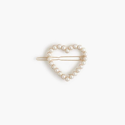 Embellished pearl heart barrette
