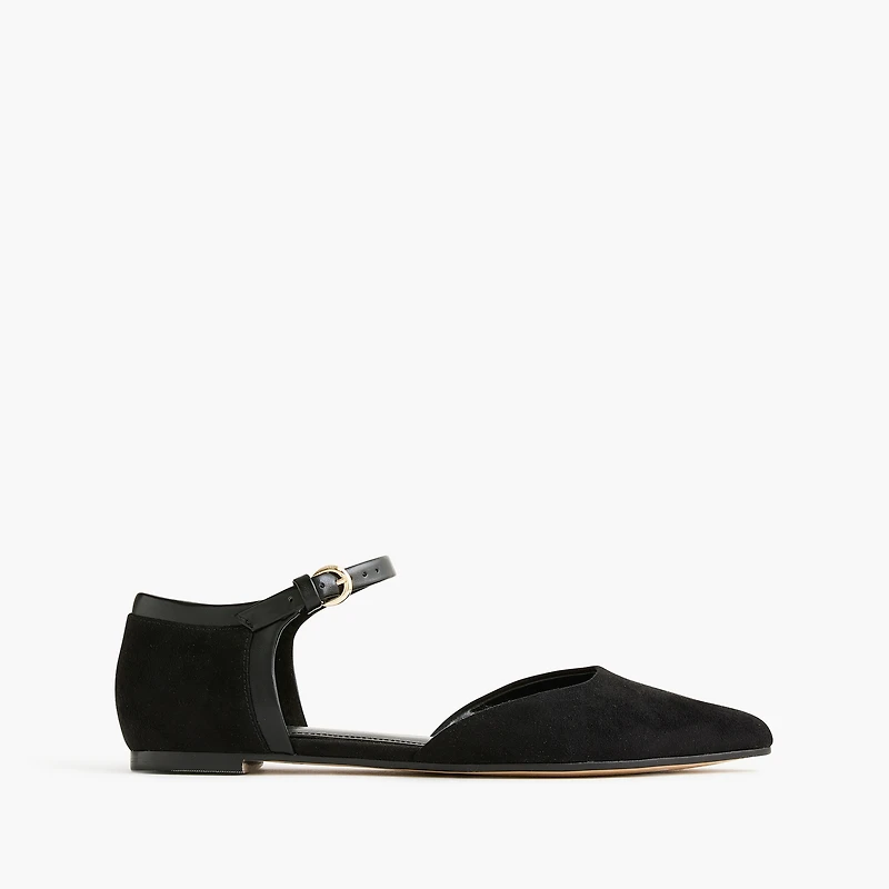 Pointed-toe ankle-strap flats
