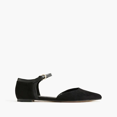 Pointed-toe ankle-strap flats