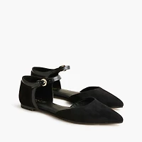 Pointed-toe ankle-strap flats