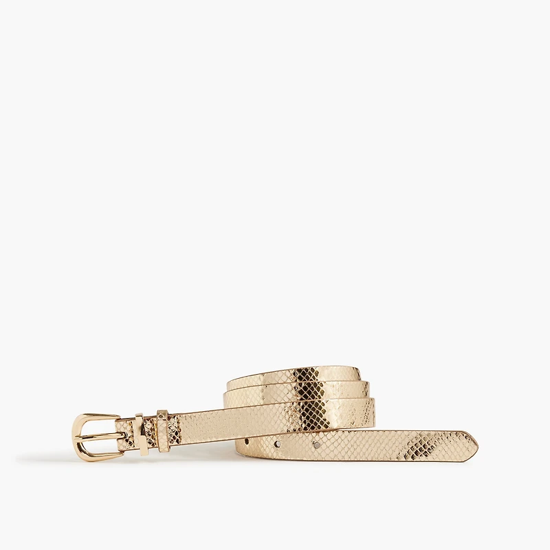 Metallic faux-snakeskin gold belt