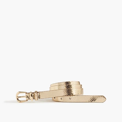 Metallic faux-snakeskin gold belt