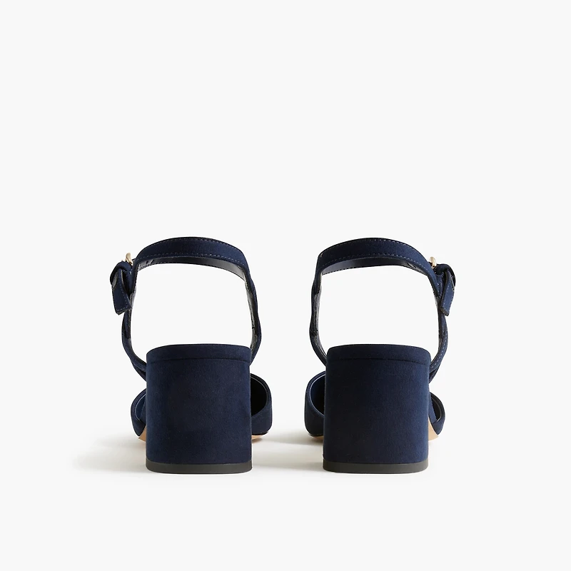 Microsuede ankle-strap heels