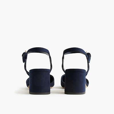 Microsuede ankle-strap heels