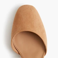 Microsuede ankle-strap heels