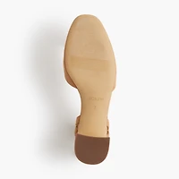 Microsuede ankle-strap heels