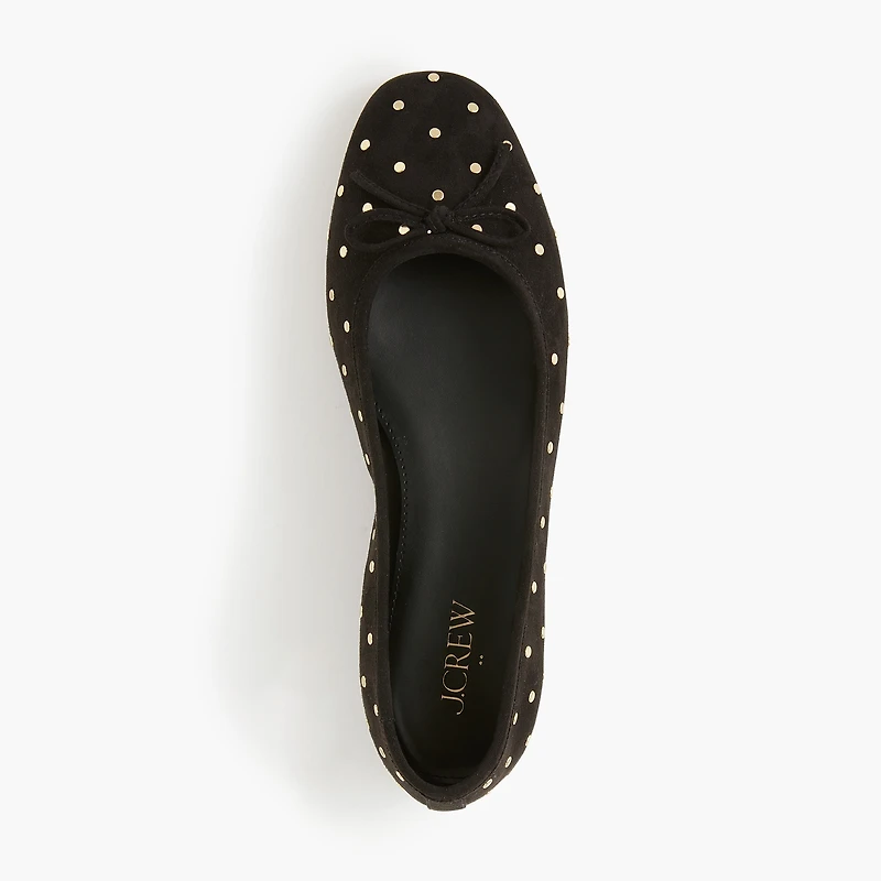 Faux-suede studded ballet flats