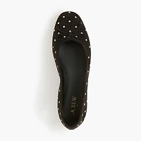 Faux-suede studded ballet flats