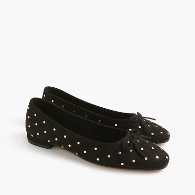 Faux-suede studded ballet flats