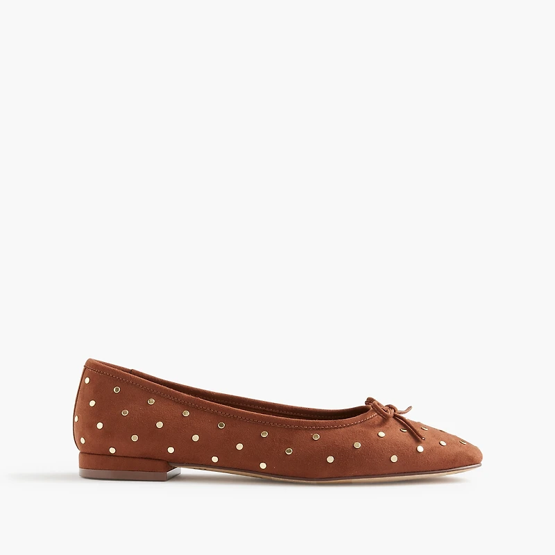Faux-suede studded ballet flats