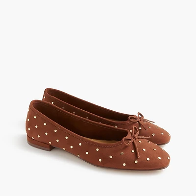 Faux-suede studded ballet flats