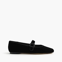 Velvety square-toe Mary Jane flats