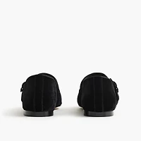 Velvety square-toe Mary Jane flats