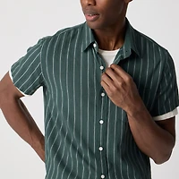 Short-sleeve striped dobby shirt