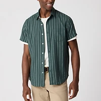 Short-sleeve striped dobby shirt