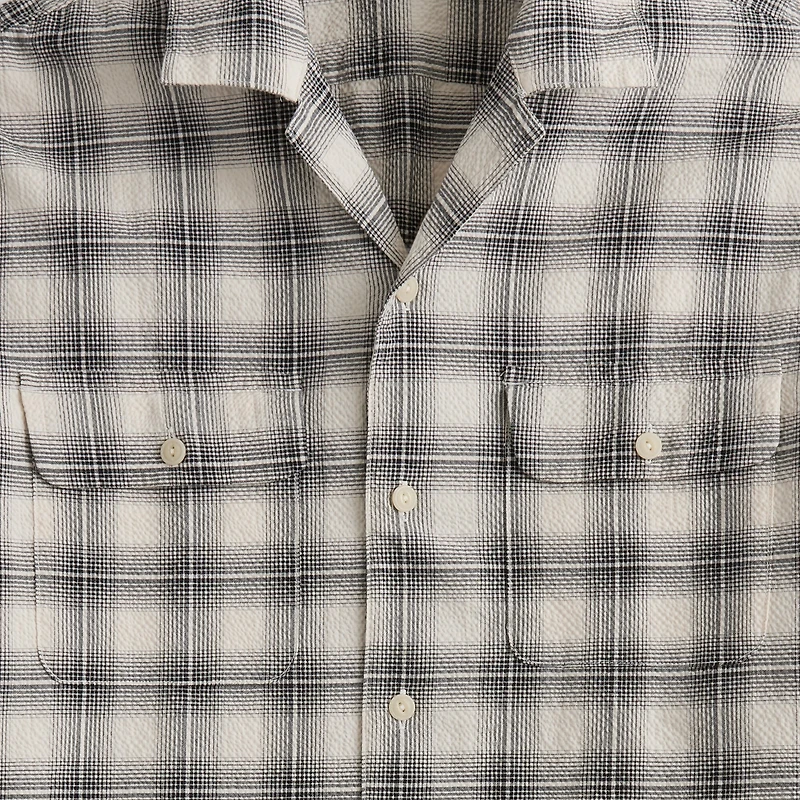 Short-sleeve seersucker camp shirt