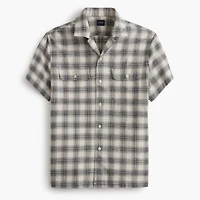Short-sleeve seersucker camp shirt