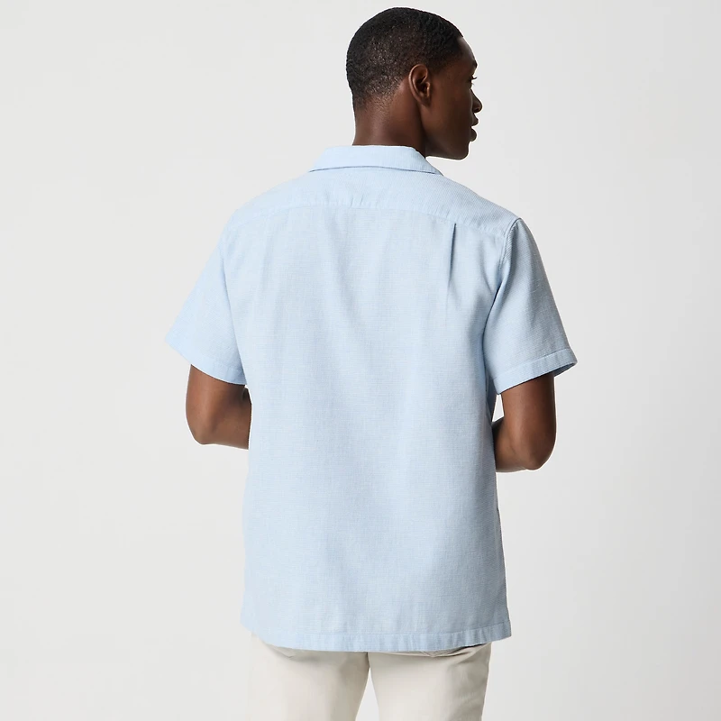 Short-sleeve waffle dobby camp shirt