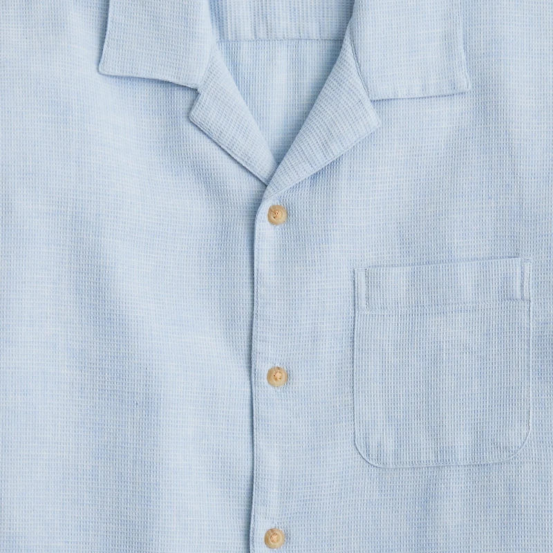 Short-sleeve waffle dobby camp shirt