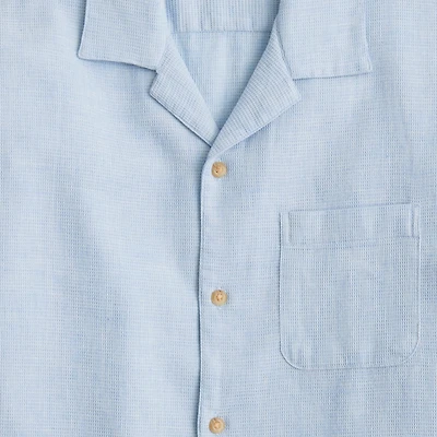 Short-sleeve waffle dobby camp shirt