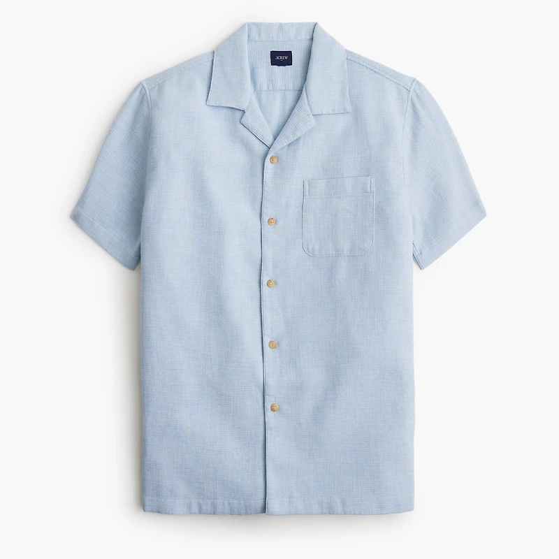 Short-sleeve waffle dobby camp shirt