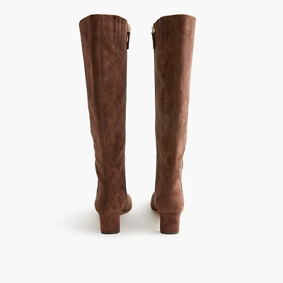 Sueded snip-toe tall boots