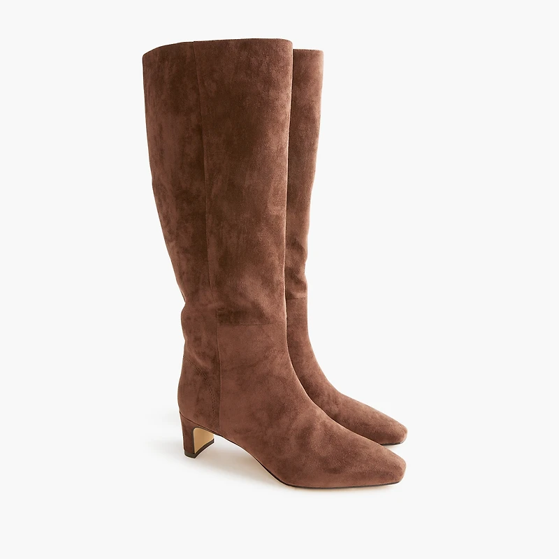 Sueded snip-toe tall boots