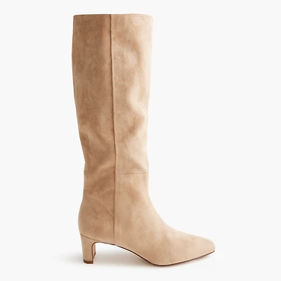 Sueded snip-toe tall boots