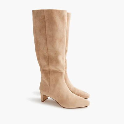 Sueded snip-toe tall boots
