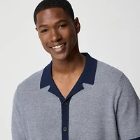 Two-tone camp sweater-polo