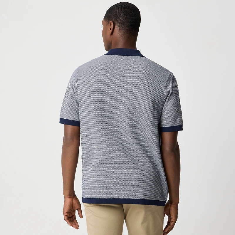 Two-tone camp sweater-polo