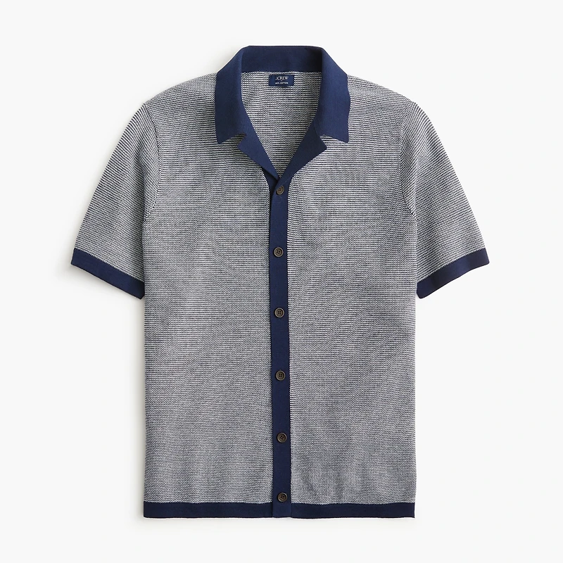 Two-tone camp sweater-polo