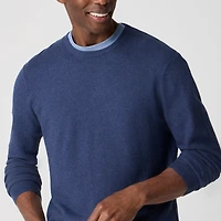 Long-sleeve basketweave crewneck sweater